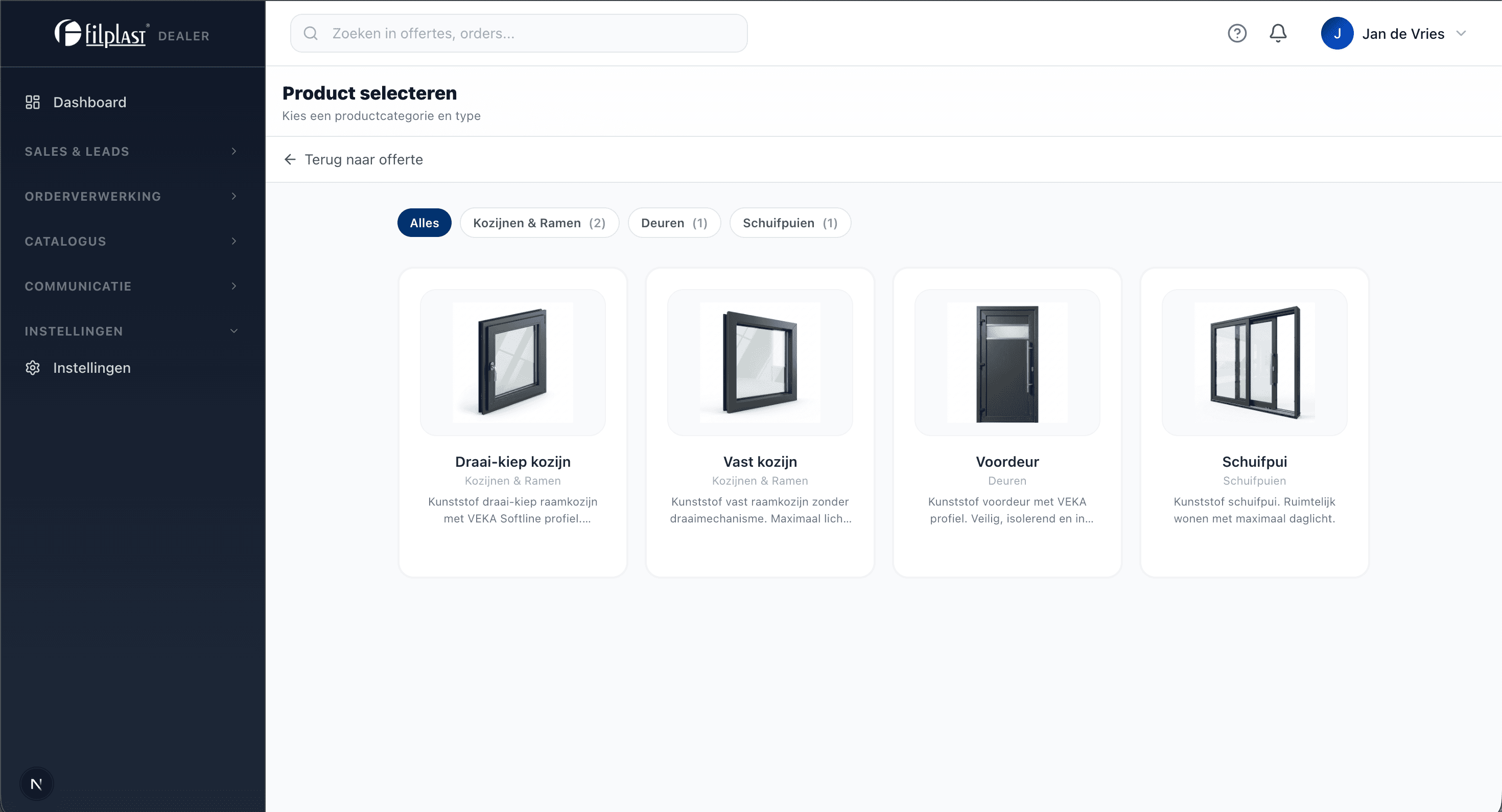 Product selecteren